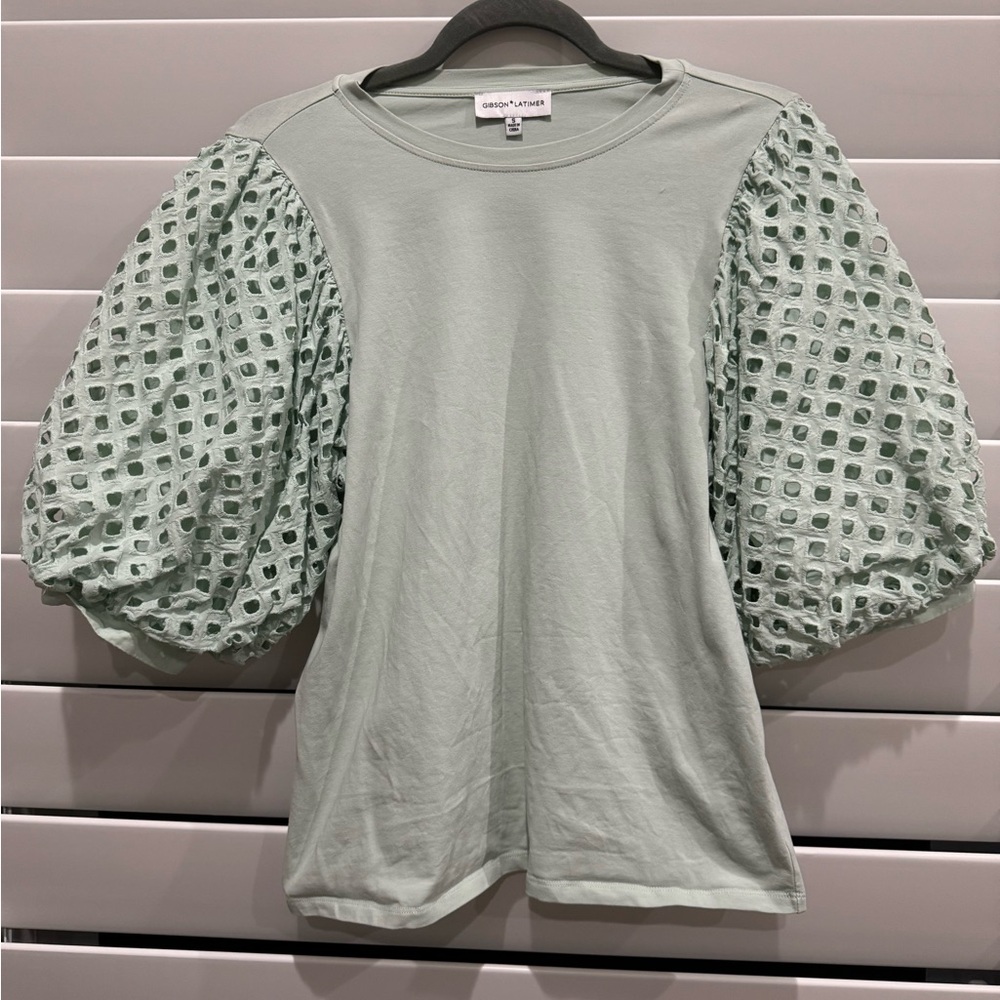 Gibson Latimer eyelet puff sleeve shirt